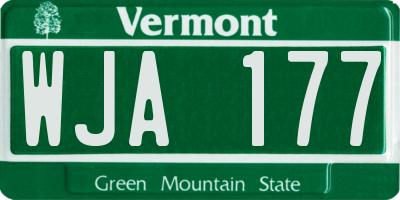 VT license plate WJA177