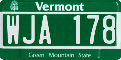 VT license plate WJA178