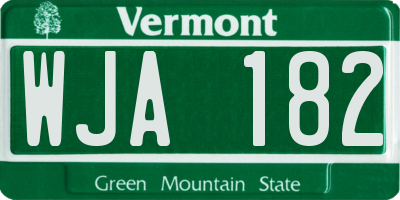 VT license plate WJA182