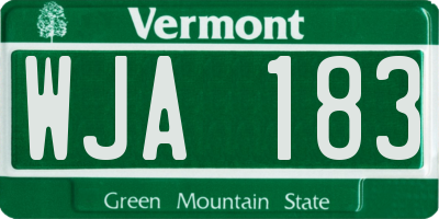 VT license plate WJA183