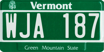 VT license plate WJA187