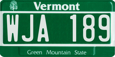 VT license plate WJA189