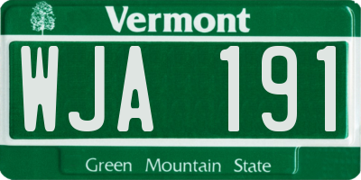 VT license plate WJA191