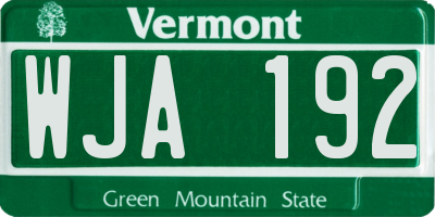 VT license plate WJA192
