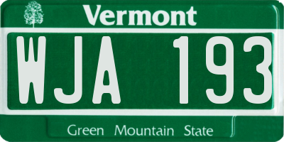 VT license plate WJA193