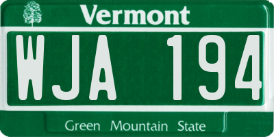 VT license plate WJA194