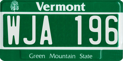 VT license plate WJA196