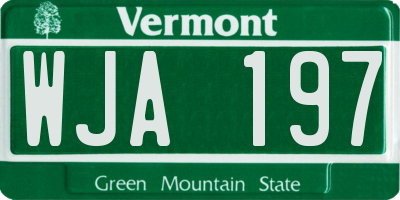 VT license plate WJA197