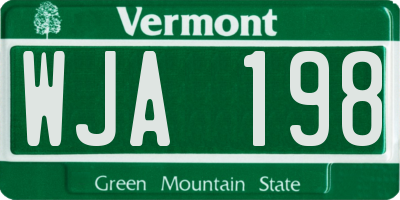 VT license plate WJA198