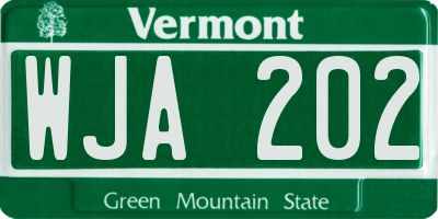 VT license plate WJA202