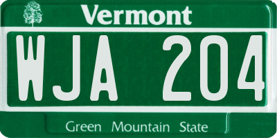 VT license plate WJA204