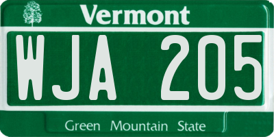 VT license plate WJA205