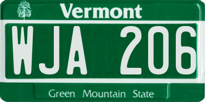 VT license plate WJA206