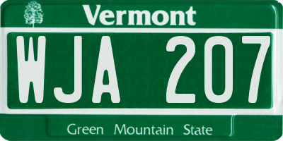 VT license plate WJA207