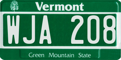 VT license plate WJA208