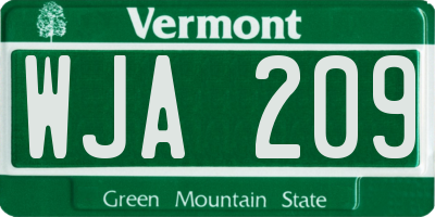 VT license plate WJA209