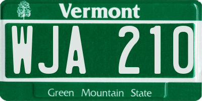 VT license plate WJA210