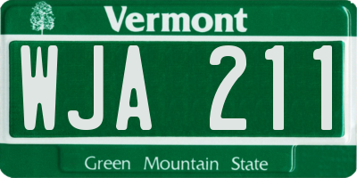 VT license plate WJA211