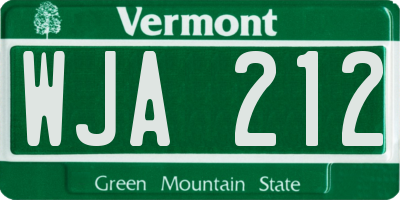 VT license plate WJA212