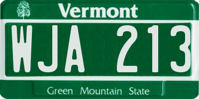 VT license plate WJA213