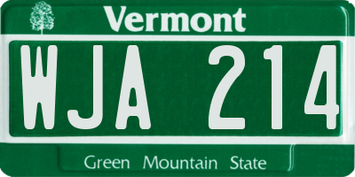 VT license plate WJA214