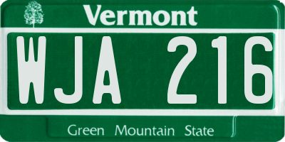 VT license plate WJA216