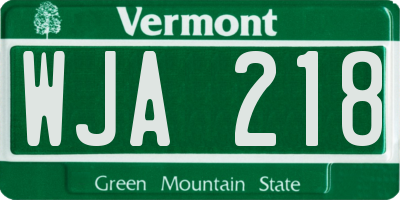 VT license plate WJA218