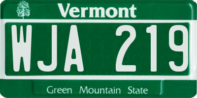 VT license plate WJA219