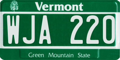 VT license plate WJA220