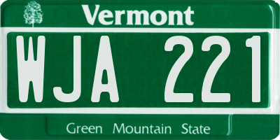 VT license plate WJA221