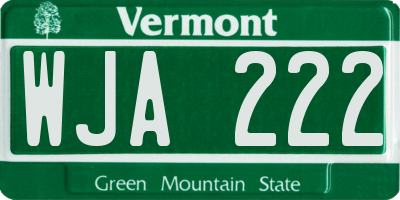VT license plate WJA222