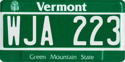 VT license plate WJA223