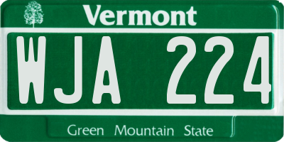 VT license plate WJA224
