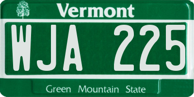 VT license plate WJA225