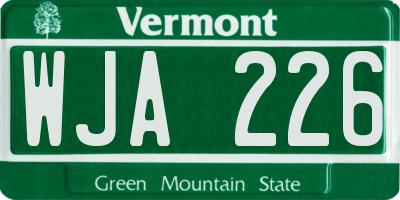 VT license plate WJA226