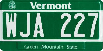 VT license plate WJA227