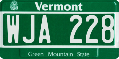 VT license plate WJA228