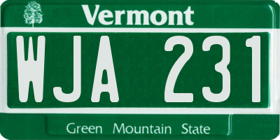 VT license plate WJA231