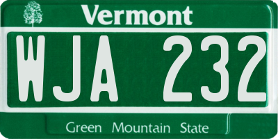 VT license plate WJA232