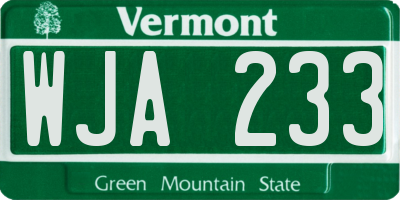 VT license plate WJA233