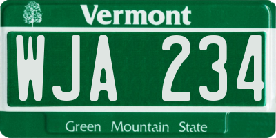 VT license plate WJA234