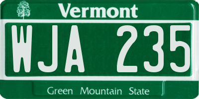 VT license plate WJA235