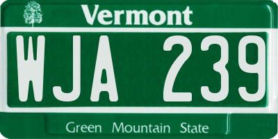 VT license plate WJA239