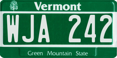 VT license plate WJA242