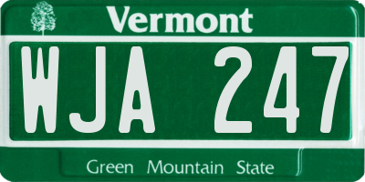 VT license plate WJA247
