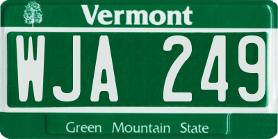 VT license plate WJA249