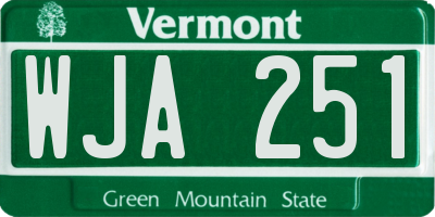 VT license plate WJA251