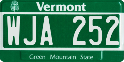 VT license plate WJA252