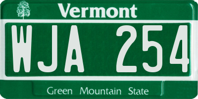 VT license plate WJA254