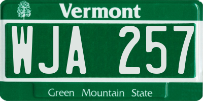 VT license plate WJA257